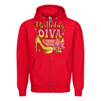 Red birthday diva pink and gold glitter Zipper Hoodie - LillyAllenDesigns