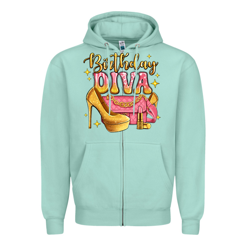 Birthday Diva Pink And Gold Glitter Zipper Hoodie by LillyAllenDesigns | Teevron