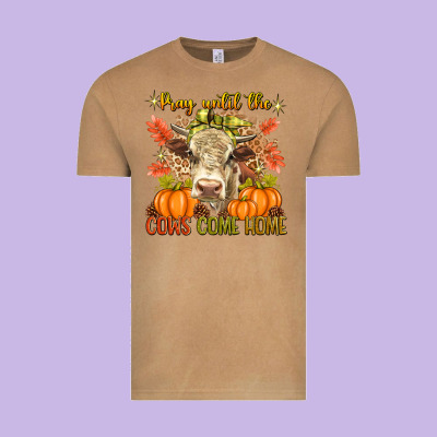 Pray Till The Cows Come Home Vintage Tee Designed By Texasbilliewilder