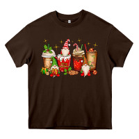 Chocolate Brown Christmas gnomes coffee cups Heavy Core Tee - MaliasSmallBusiness
