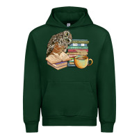 Forest Green owl and books Urban Hoodie - BarkalooDesign