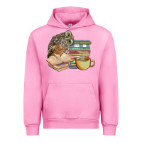 Fuchsia Pink owl and books Urban Hoodie - BarkalooDesign