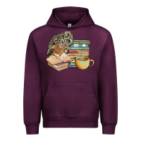Mauve Wine owl and books Urban Hoodie - BarkalooDesign