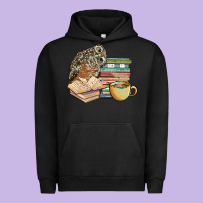 Owl And Books Urban Hoodie Designed By Barkaloodesign