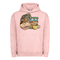 Pigment Salmon owl and books Urban Hoodie - BarkalooDesign