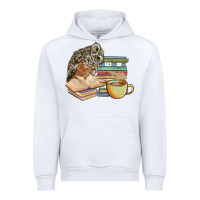 White owl and books Urban Hoodie - BarkalooDesign
