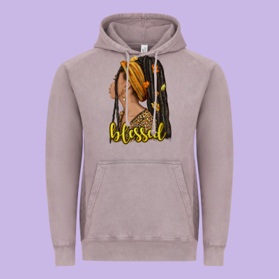 Fall Afro Woman Blessed Vintage Hoodie Designed By Nancycooperartshop