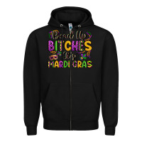 Black bead up bitches it s mardi gras Zipper Hoodie - LillyAllenDesigns