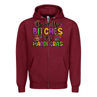 Burgundy bead up bitches it s mardi gras Zipper Hoodie - LillyAllenDesigns