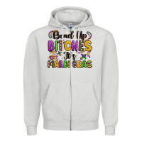 Dove Grey bead up bitches it s mardi gras Zipper Hoodie - LillyAllenDesigns