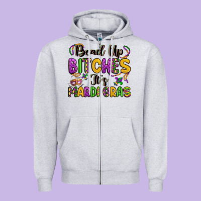 Bead Up Bitches It S Mardi Gras Zipper Hoodie Designed By Lillyallendesigns