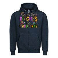 Navy bead up bitches it s mardi gras Zipper Hoodie - LillyAllenDesigns