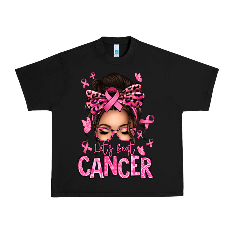 Lets Beat Cancer Afro Messy Bun Urban Heavy Tee by texasbilliewilder | Teevron
