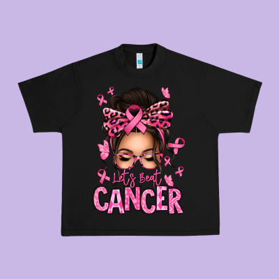Lets Beat Cancer Afro Messy Bun Urban Heavy Tee Designed By Texasbilliewilder