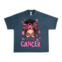 Midnight Navy lets beat cancer afro messy bun Urban Heavy Tee - texasbilliewilder