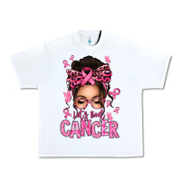 White lets beat cancer afro messy bun Urban Heavy Tee - texasbilliewilder