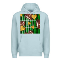 Blue Mist american football field and hearts seamless pattern Premium Hoodie - BundleAndBundleShop