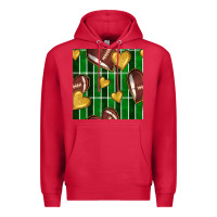 Cardinal american football field and hearts seamless pattern Premium Hoodie - BundleAndBundleShop