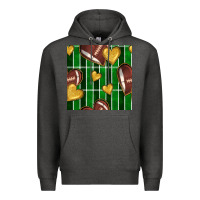 Charcoal Heather american football field and hearts seamless pattern Premium Hoodie - BundleAndBundleShop