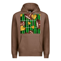 Chestnut american football field and hearts seamless pattern Premium Hoodie - BundleAndBundleShop
