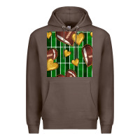 Coffee american football field and hearts seamless pattern Premium Hoodie - BundleAndBundleShop