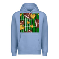 Colony Blue american football field and hearts seamless pattern Premium Hoodie - BundleAndBundleShop