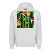 Dove Grey american football field and hearts seamless pattern Premium Hoodie - BundleAndBundleShop