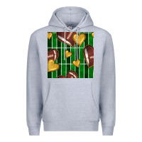 Heather Grey american football field and hearts seamless pattern Premium Hoodie - BundleAndBundleShop