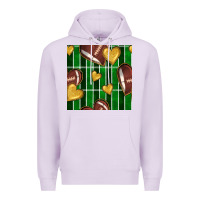 Lilac american football field and hearts seamless pattern Premium Hoodie - BundleAndBundleShop