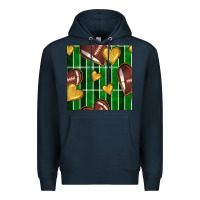 Navy american football field and hearts seamless pattern Premium Hoodie - BundleAndBundleShop