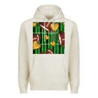 Oatmeal Heather american football field and hearts seamless pattern Premium Hoodie - BundleAndBundleShop