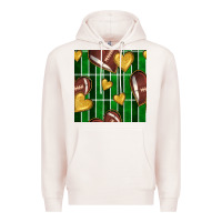 Pale Pink american football field and hearts seamless pattern Premium Hoodie - BundleAndBundleShop