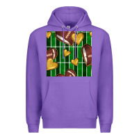 Purple american football field and hearts seamless pattern Premium Hoodie - BundleAndBundleShop
