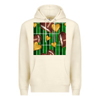 Sandshell american football field and hearts seamless pattern Premium Hoodie - BundleAndBundleShop