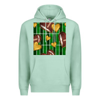 American Football Field And Hearts Seamless Pattern Premium Hoodie | Teevron