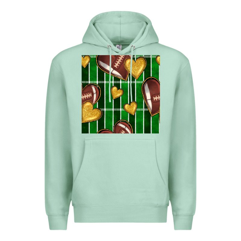 American Football Field And Hearts Seamless Pattern Premium Hoodie by BundleAndBundleShop | Teevron