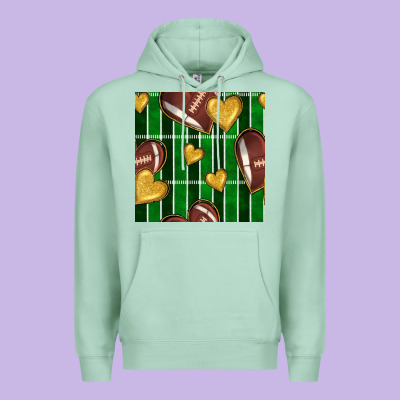 American Football Field And Hearts Seamless Pattern Premium Hoodie Designed By Bundleandbundleshop