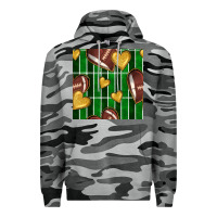 Slate Camo american football field and hearts seamless pattern Premium Hoodie - BundleAndBundleShop