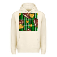 Tofu american football field and hearts seamless pattern Premium Hoodie - BundleAndBundleShop