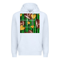White american football field and hearts seamless pattern Premium Hoodie - BundleAndBundleShop