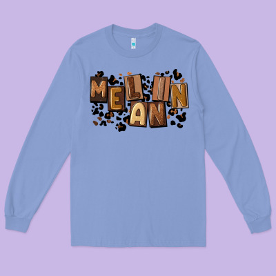Melanin With Leopard Long Sleeve Tee Designed By Cowgirlartshop
