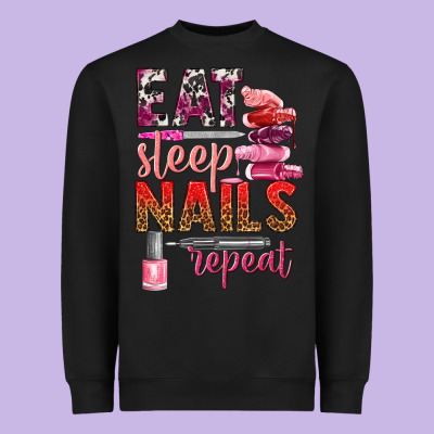 Eat Sleep Nails Repeat Bbs Heavyweight Sweatshirt Designed By Bundleandbundleshop