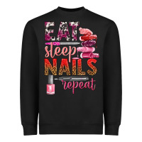 Black eat sleep nails repeat bbs Heavyweight Sweatshirt - BundleAndBundleShop