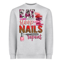 Heather Grey eat sleep nails repeat bbs Heavyweight Sweatshirt - BundleAndBundleShop