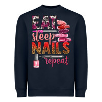 Navy eat sleep nails repeat bbs Heavyweight Sweatshirt - BundleAndBundleShop