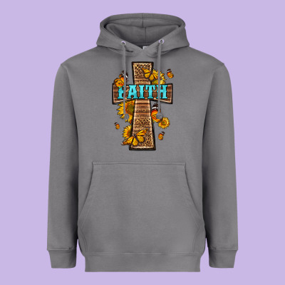 Western Faith Cross Butterfly Heavyweight Hoodie Designed By Lillyallendesigns