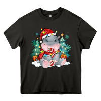 Cute Christmas Hippopotamus Heavy Core Tee | Teevron