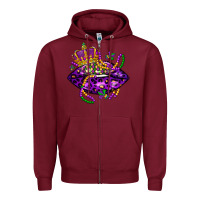 Burgundy mardi gras lips Zipper Hoodie - LillyAllenDesigns