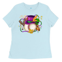 Baby Blue mardi gras baseball Ladies Tee - LillyAllenDesigns