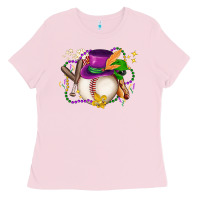 Bubblegum Pink mardi gras baseball Ladies Tee - LillyAllenDesigns
